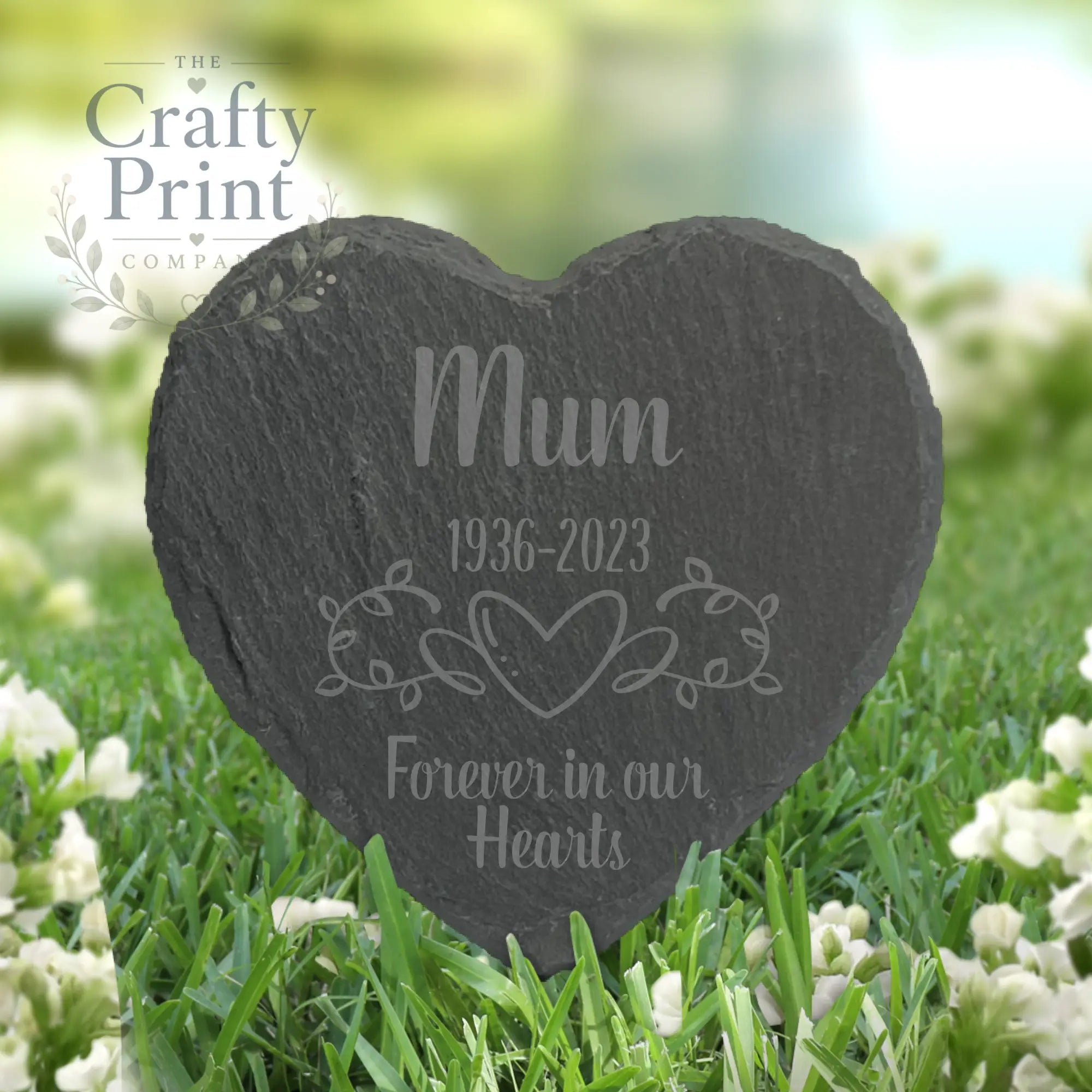 Forever in our Hearts Grave Slate Marker - Heart