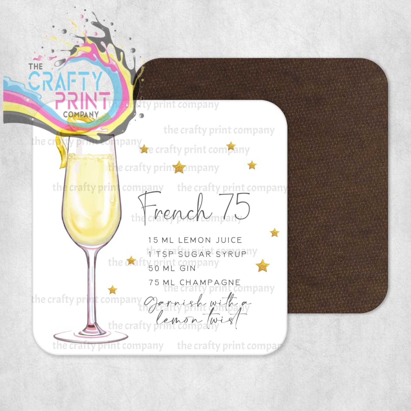 French 75 Cocktail Recipe Coaster - Coasters