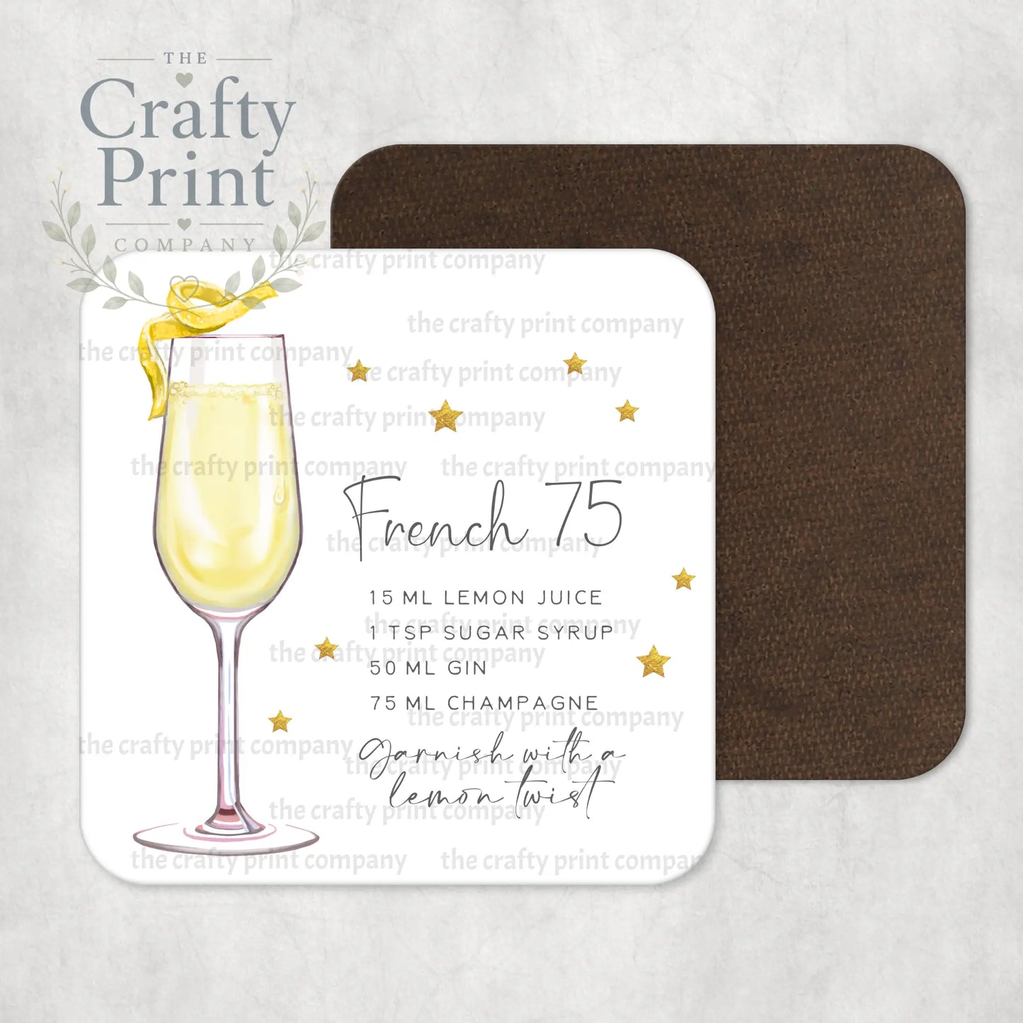 French 75 Cocktail Recipe Coaster - Coasters