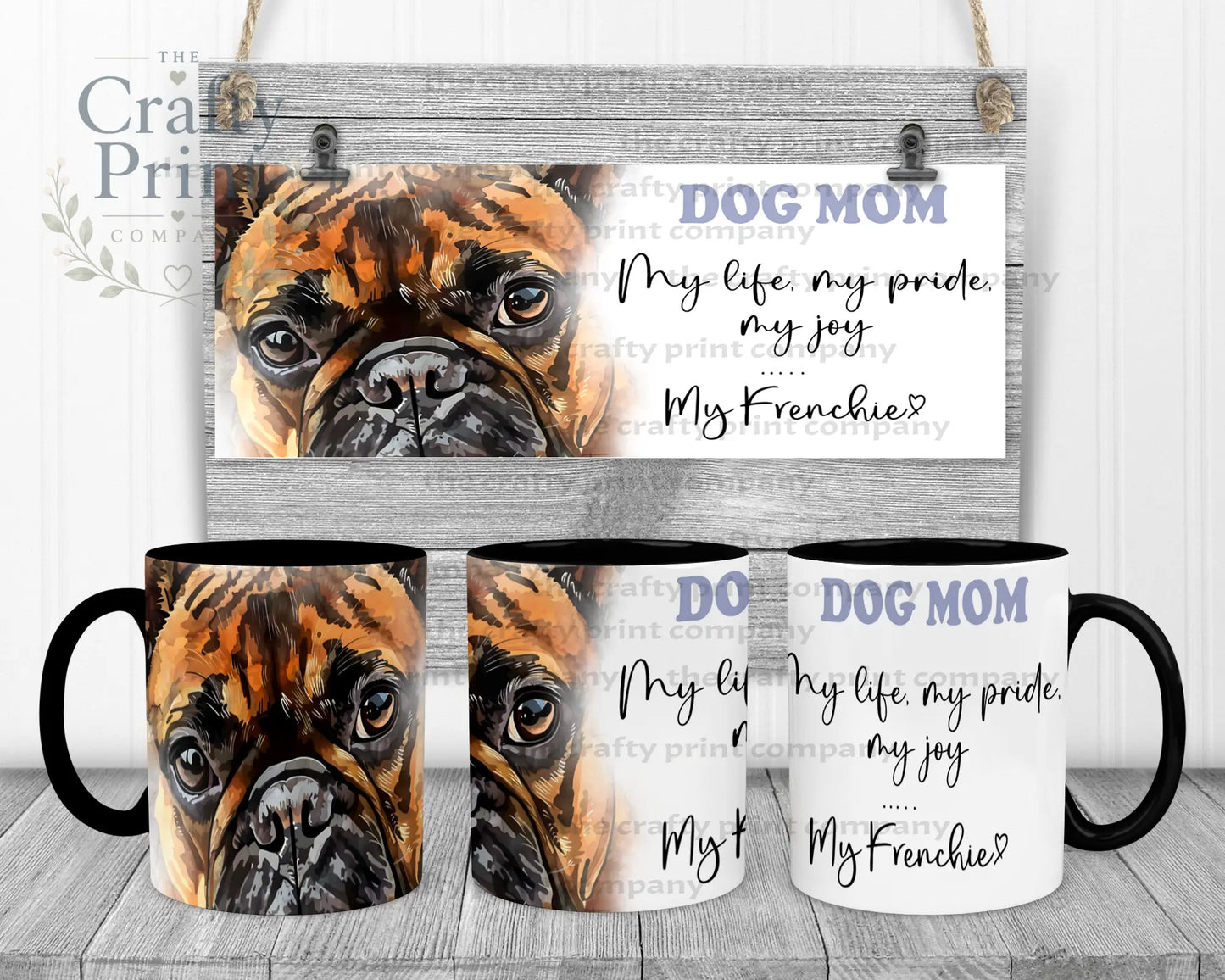 French Bulldog Dog Mom Mug - 11oz Ceramic / Black Handle &