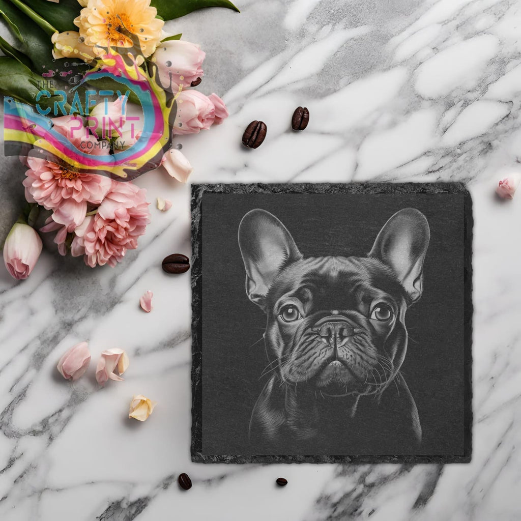 French Bulldog Engraved Slate Coaster - Square