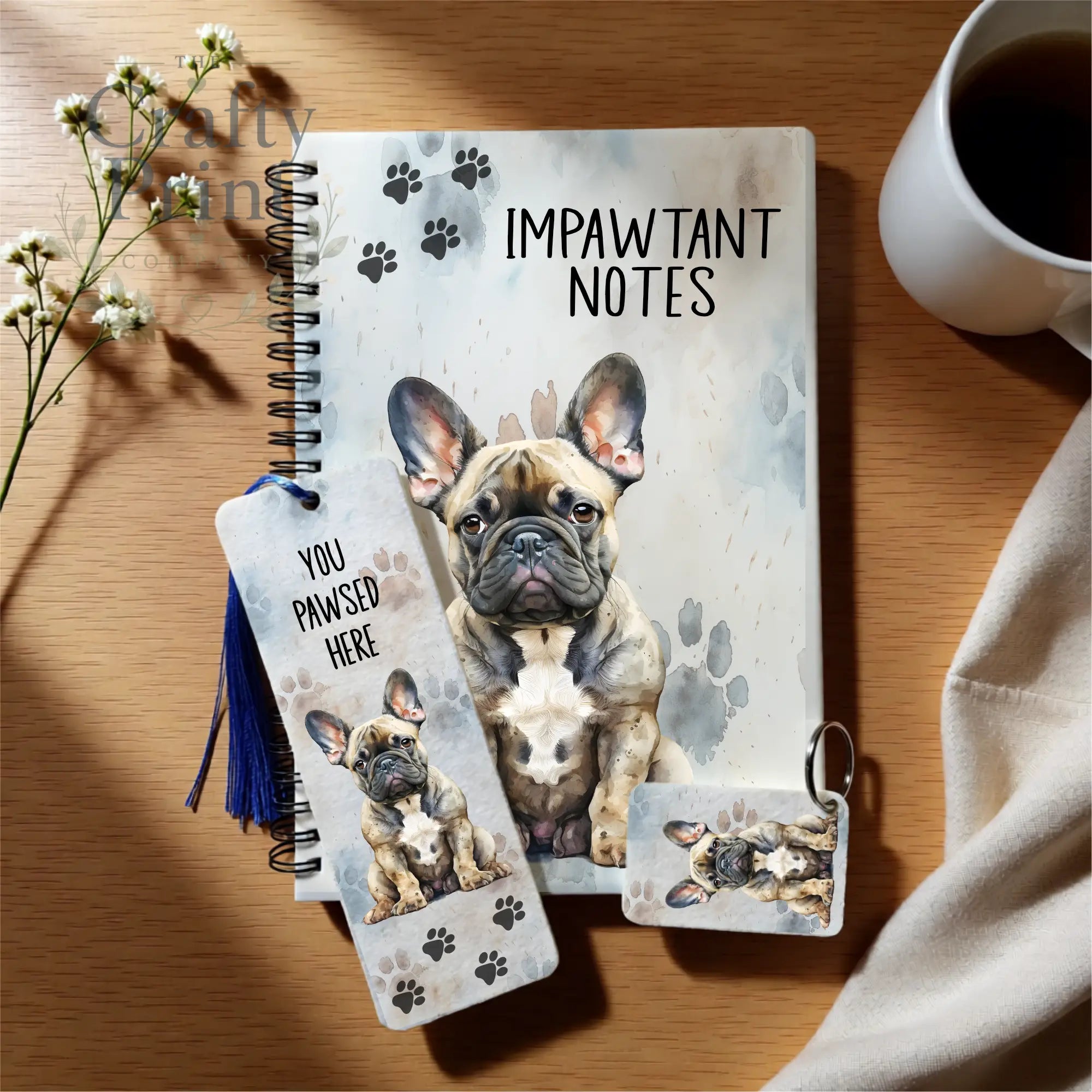 French Bulldog Gift Set – Notebook Bookmark & Keyring
