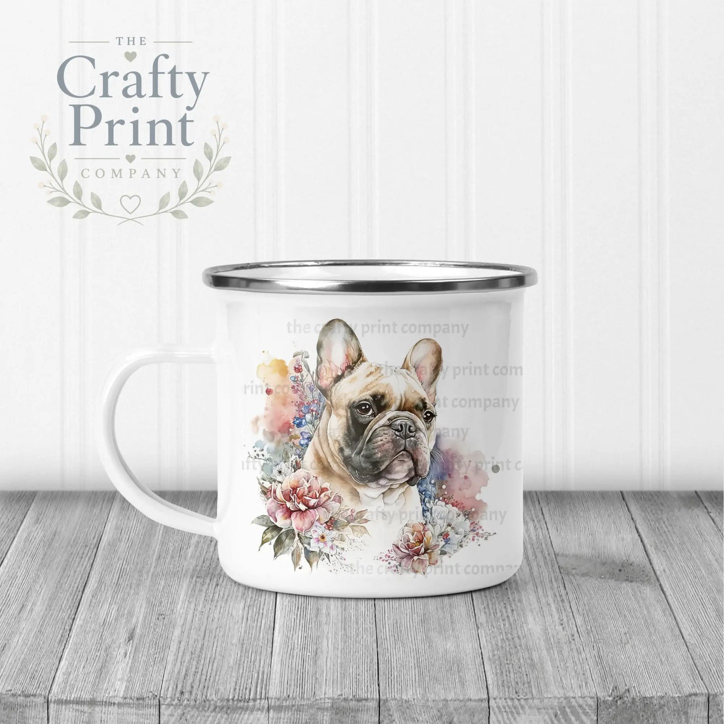 French Bulldog Pastel Flowers Mug - Enamel - Mugs