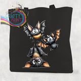 Funny Bats Cotton Re-usable Tote Bag - Black / Small: 21 cm
