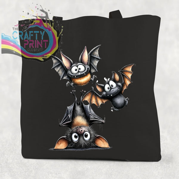 Funny Bats Cotton Re-usable Tote Bag - Black / Small: 21 cm