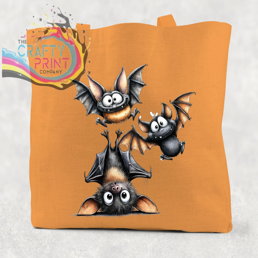 Funny Bats Cotton Re-usable Tote Bag - Orange / Small: 21