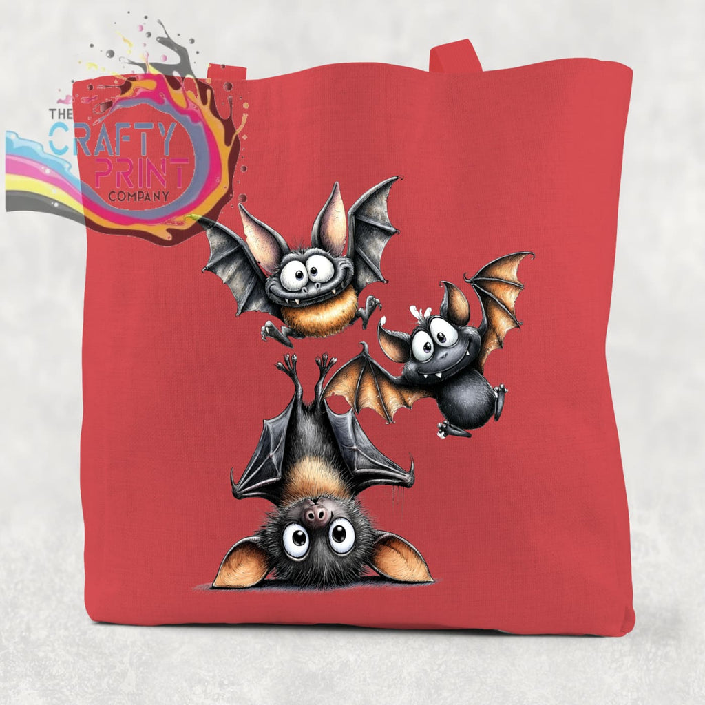 Funny Bats Cotton Re-usable Tote Bag - Red / Small: 21 cm x