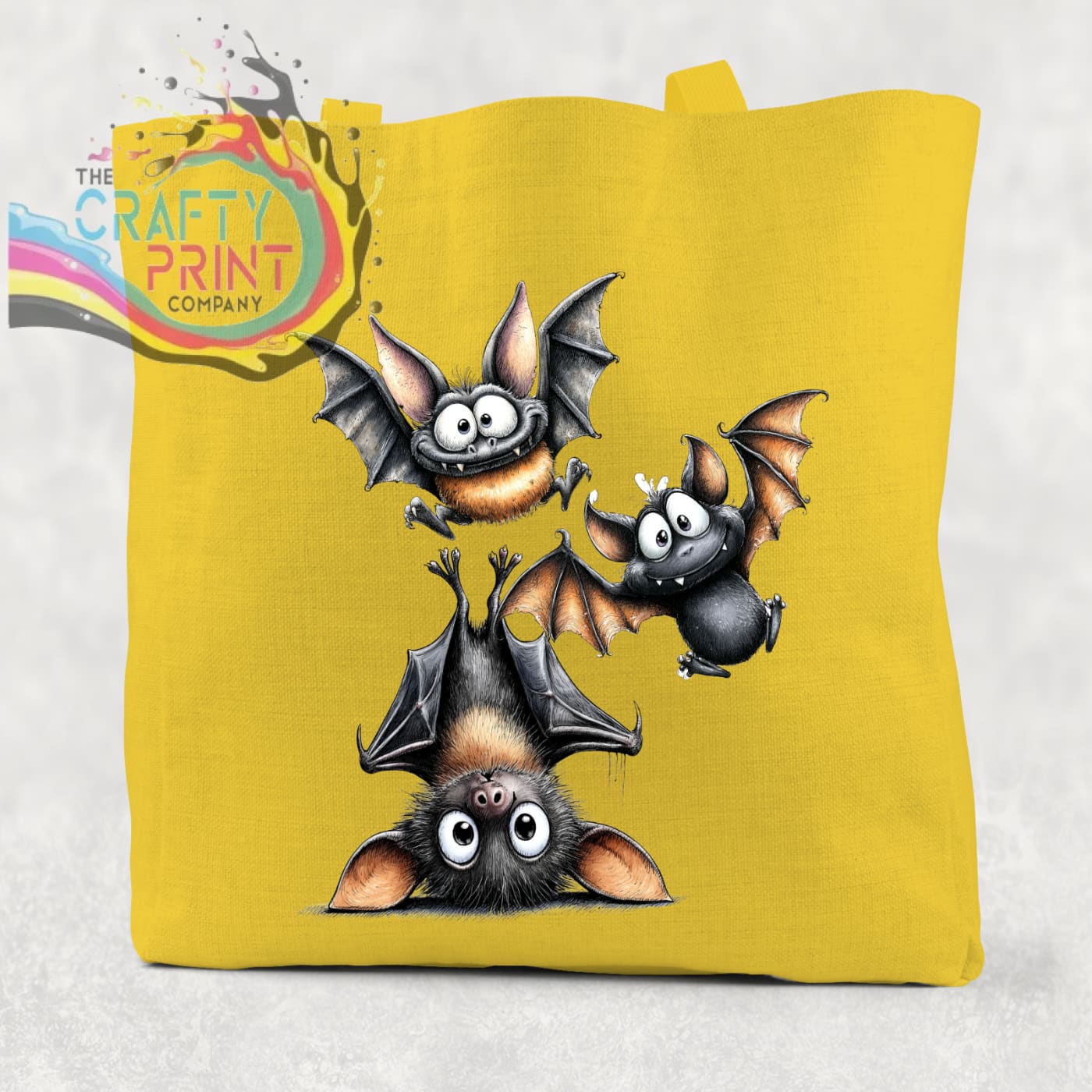 Funny Bats Cotton Re-usable Tote Bag - Yellow / Small: 21
