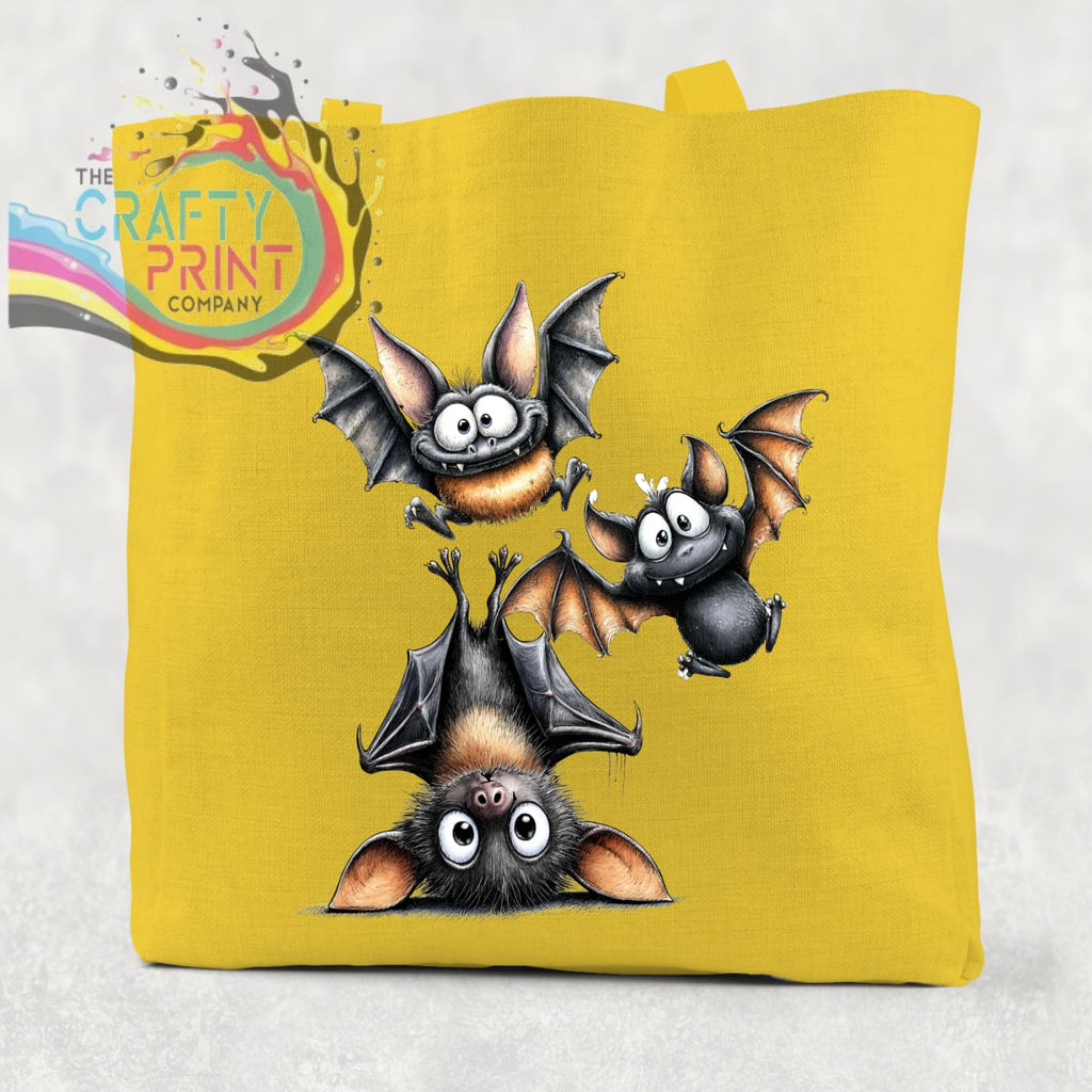 Funny Bats Cotton Re-usable Tote Bag - Yellow / Small: 21
