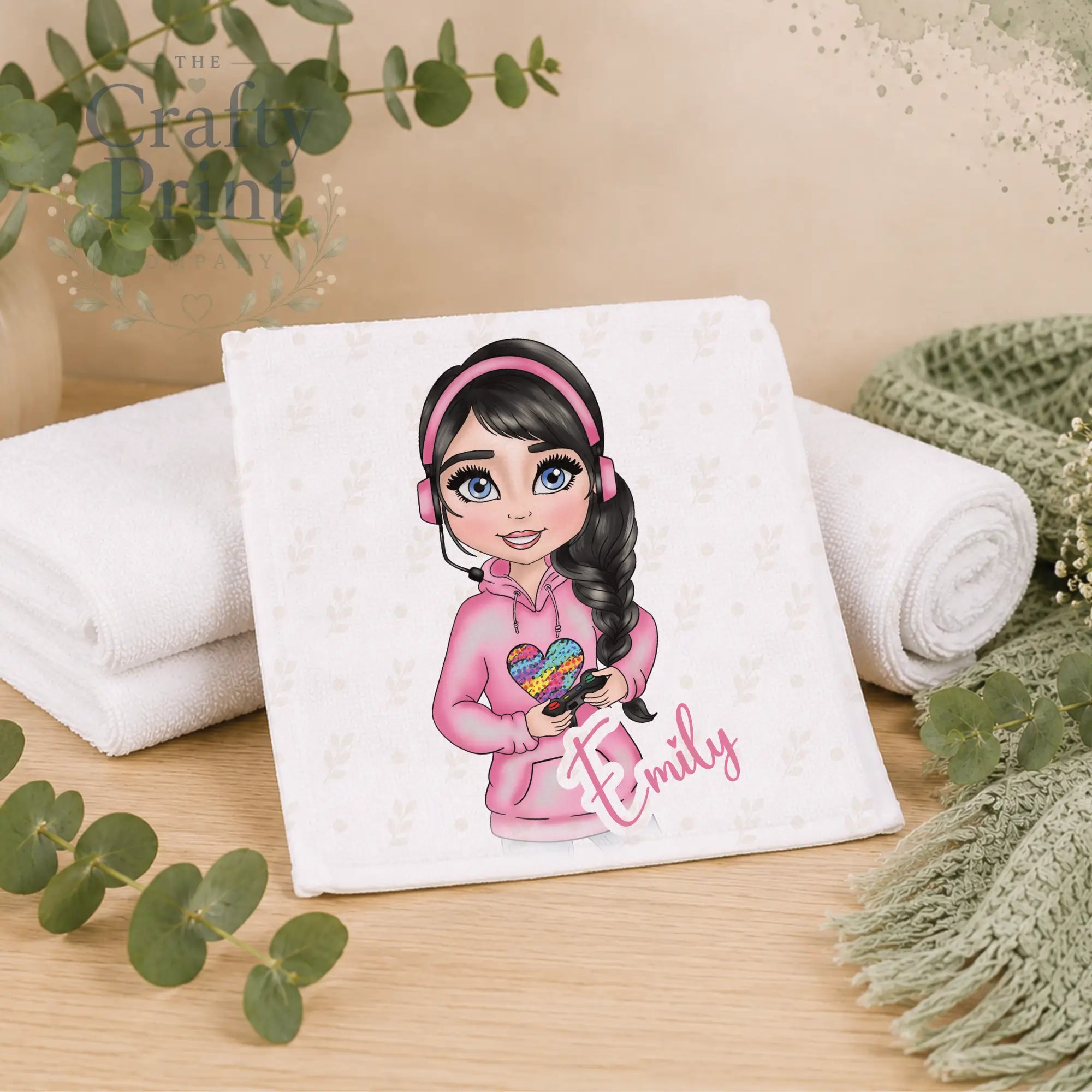 Gamer Girl Pink Personalised Face Cloth