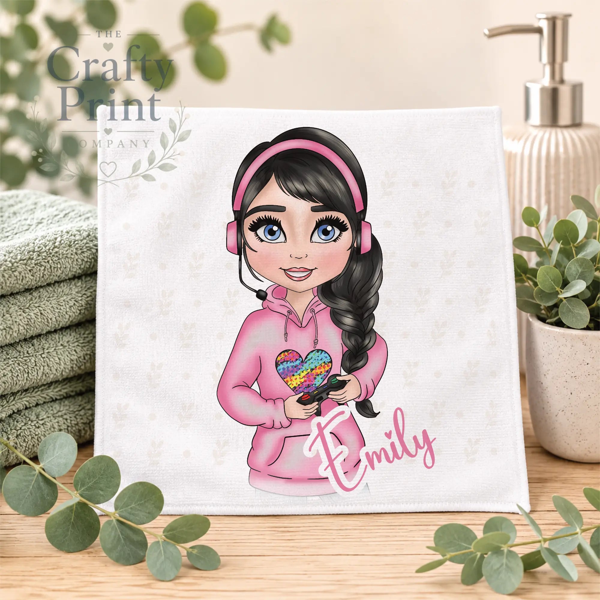 Gamer Girl Pink Personalised Face Cloth