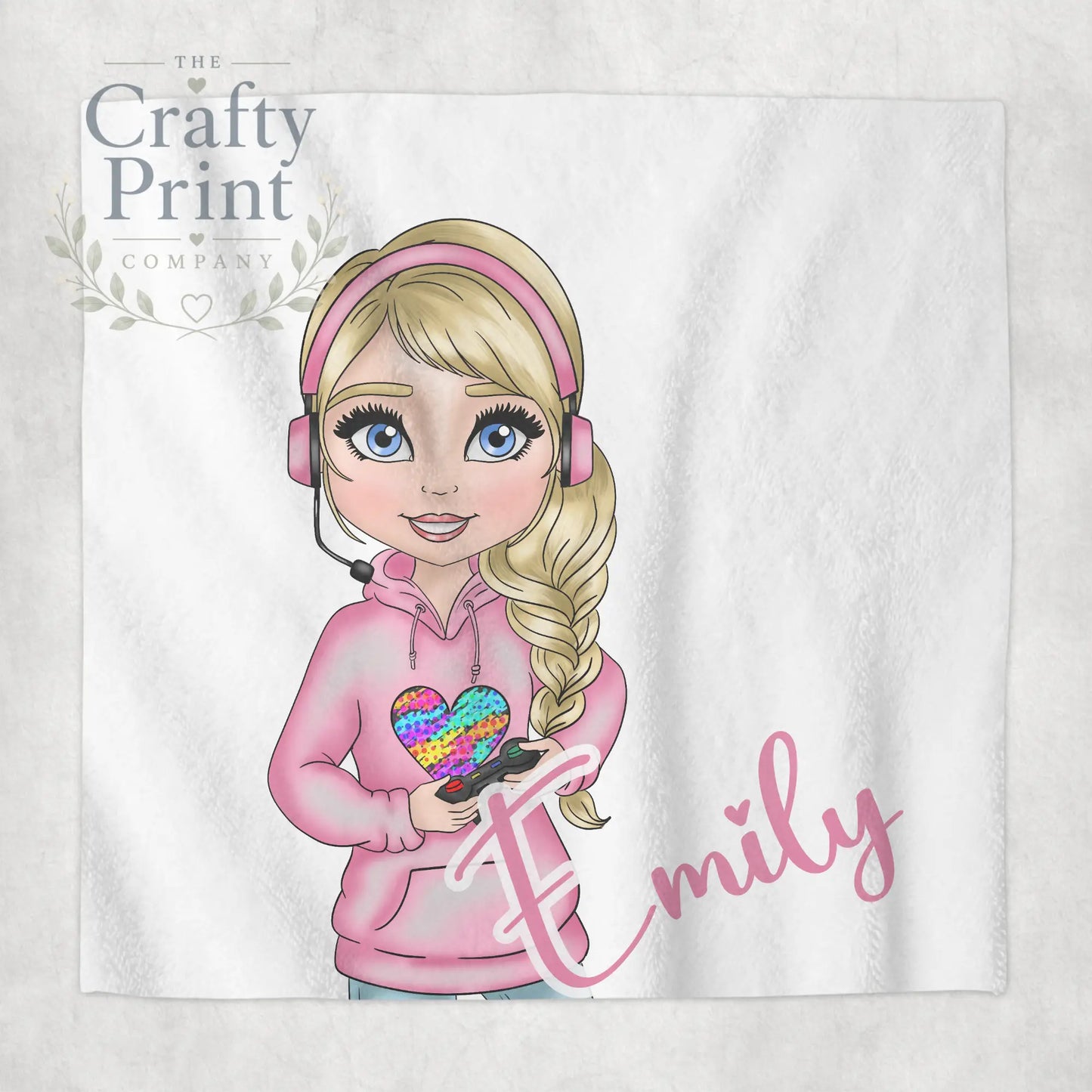 Gamer Girl Pink Personalised Face Cloth - Blonde Hair