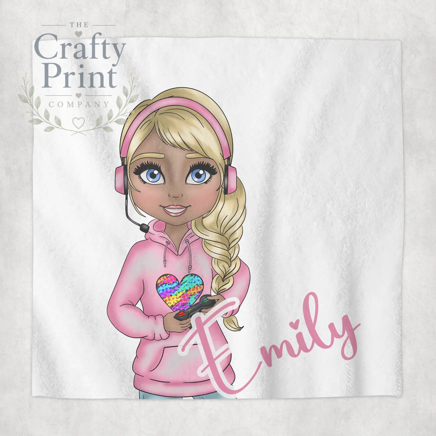 Gamer Girl Pink Personalised Face Cloth - Blonde Hair Dark