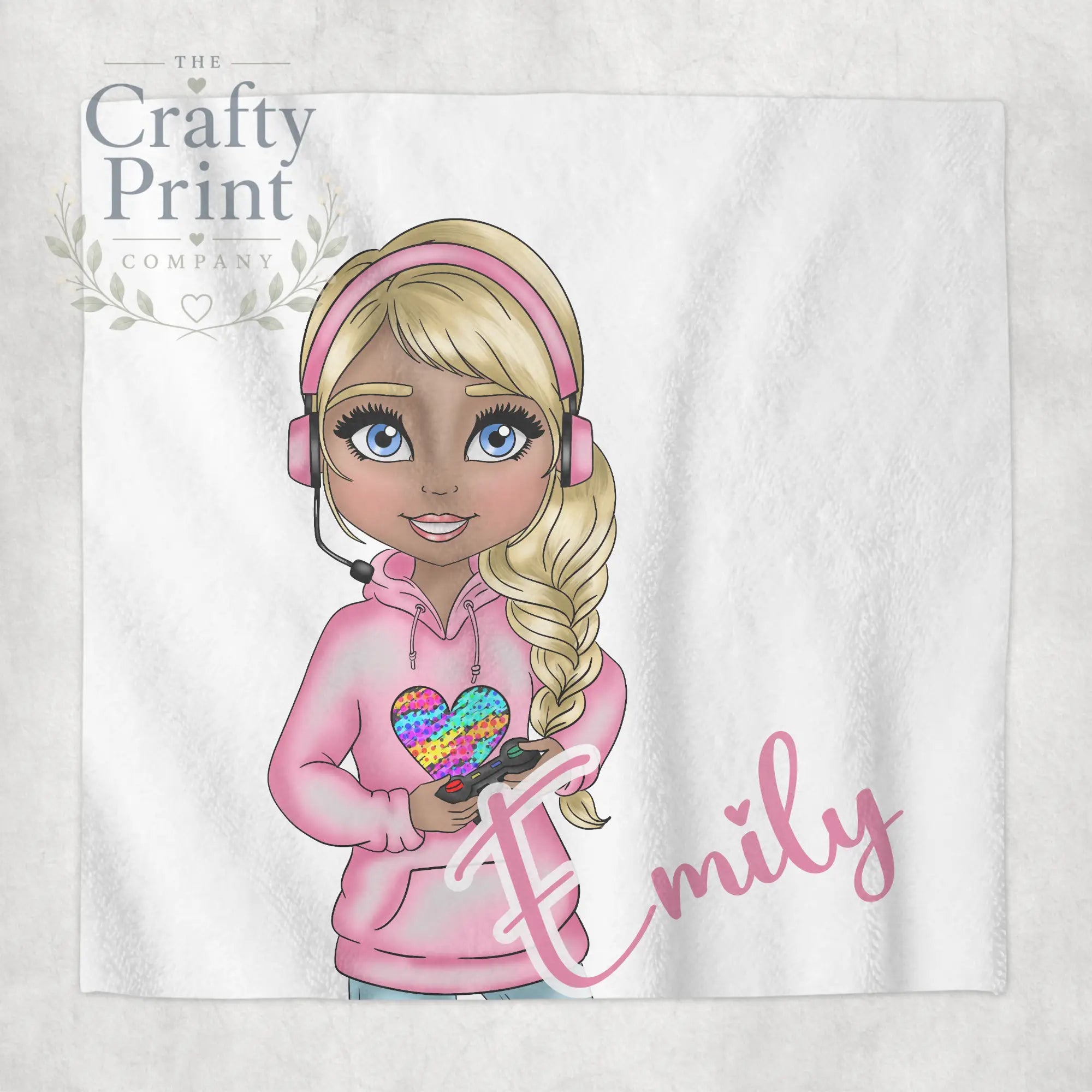 Gamer Girl Pink Personalised Face Cloth - Blonde Hair Dark