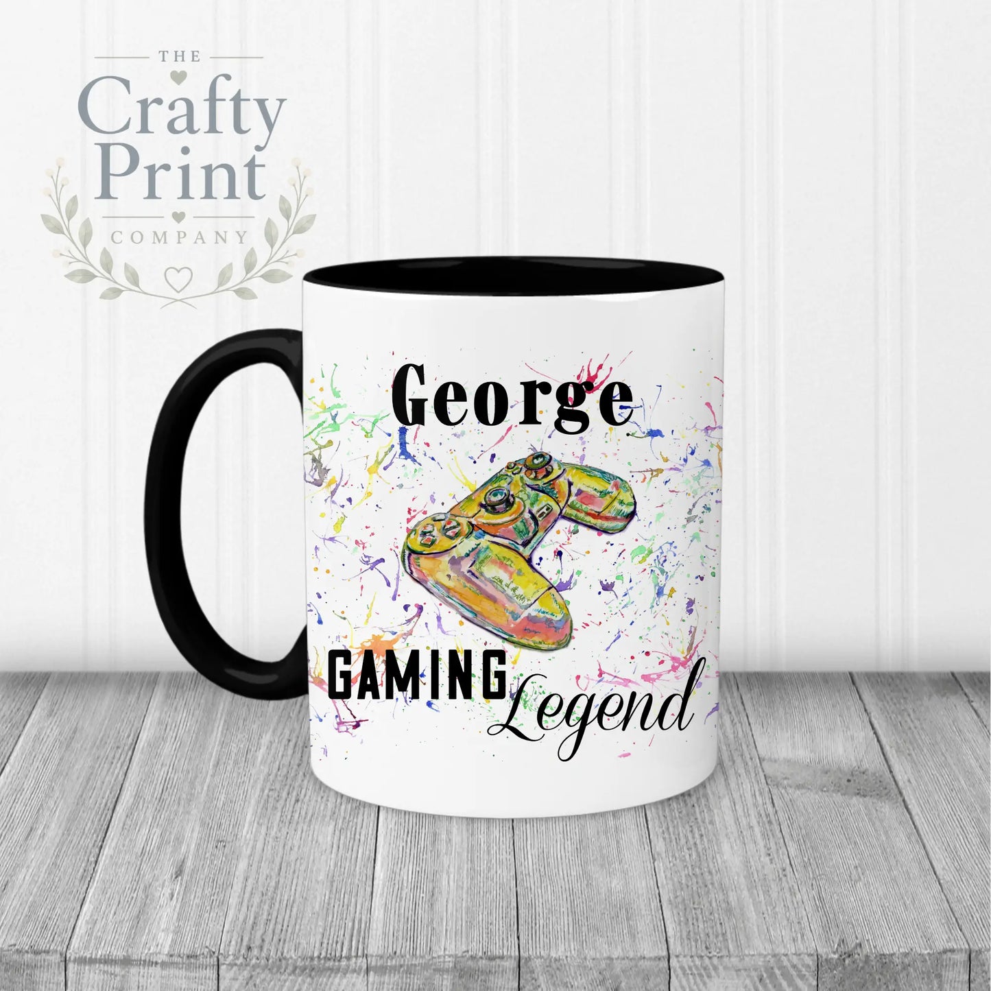 Gaming Legend Playstation Personalised Mug - Black Handle &