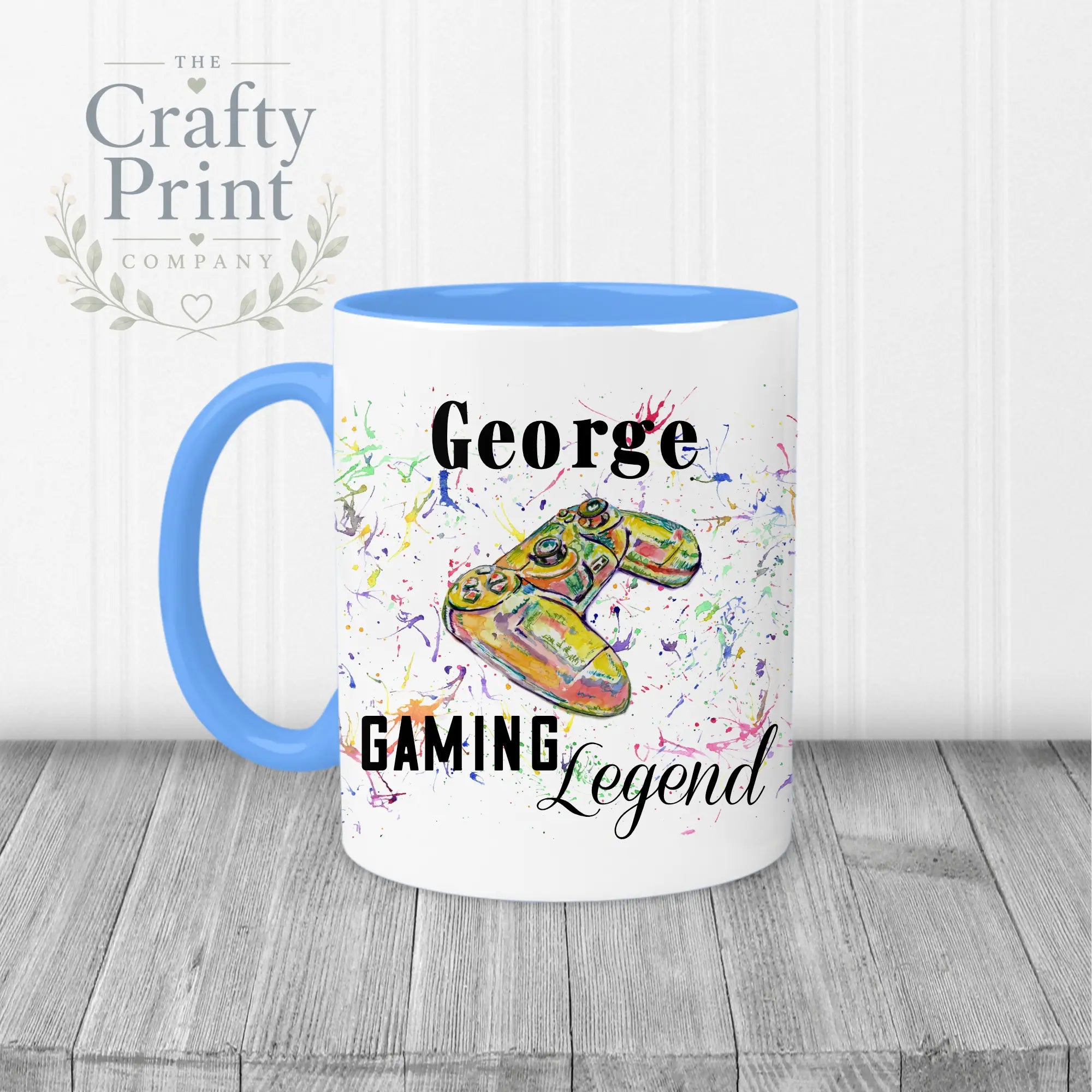 Gaming Legend Playstation Personalised Mug - Blue Handle &