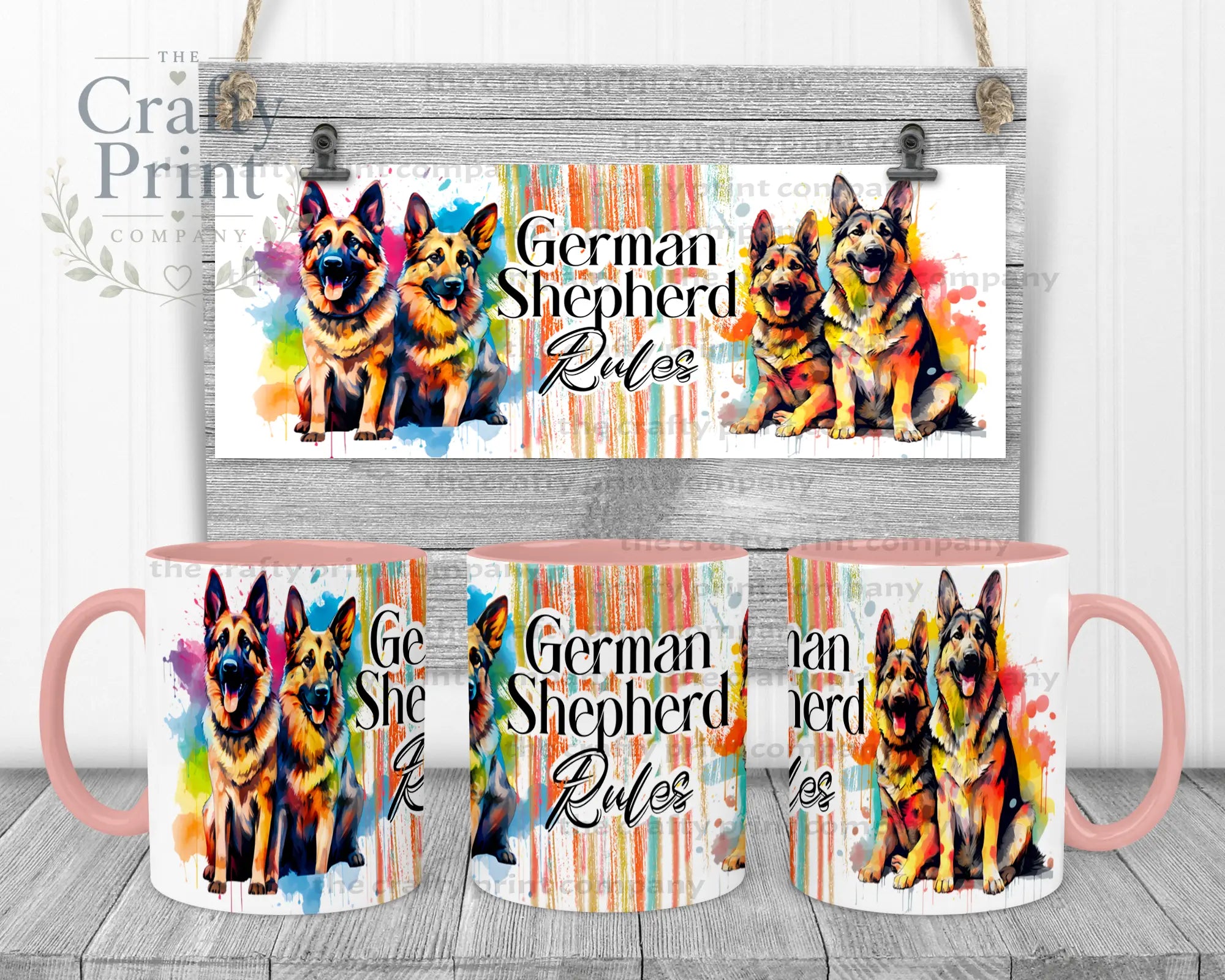 German Shepherd Rules Mug - Pink Handle & Inner - Mugs