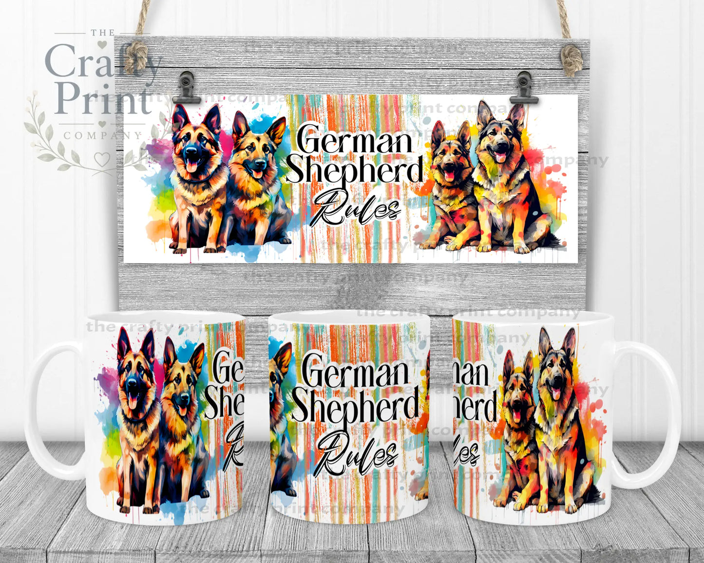 German Shepherd Rules Mug - White Handle & Inner - Mugs