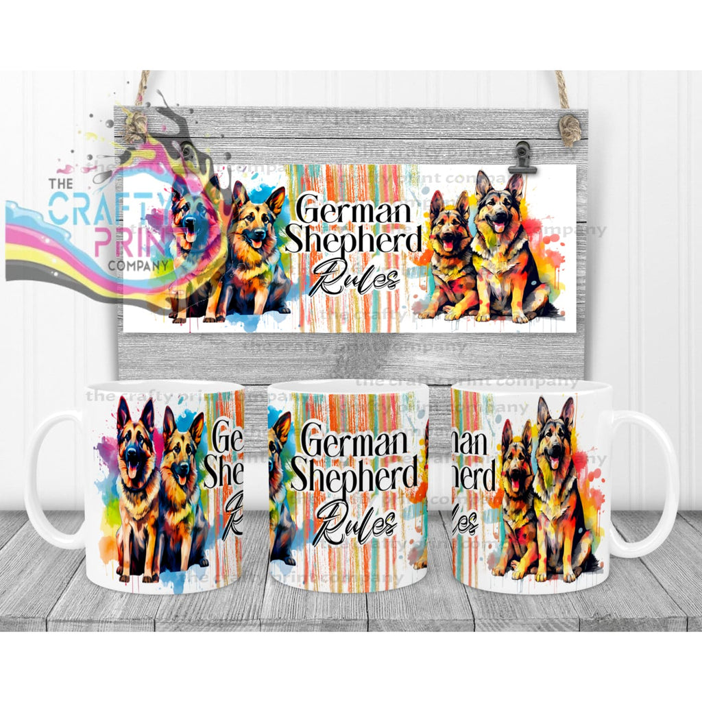 German Shepherd Rules Mug White Handle & Inner Mugs