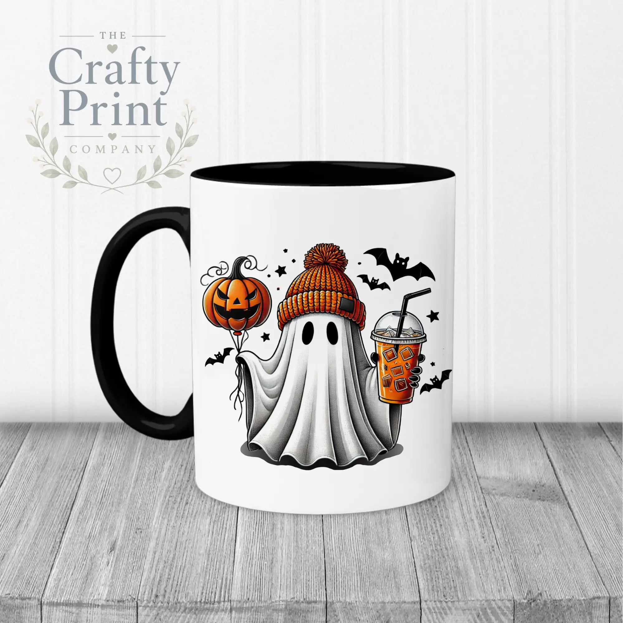 Ghost Pumpkin Halloween Mug - 11oz Ceramic / Black Handle &