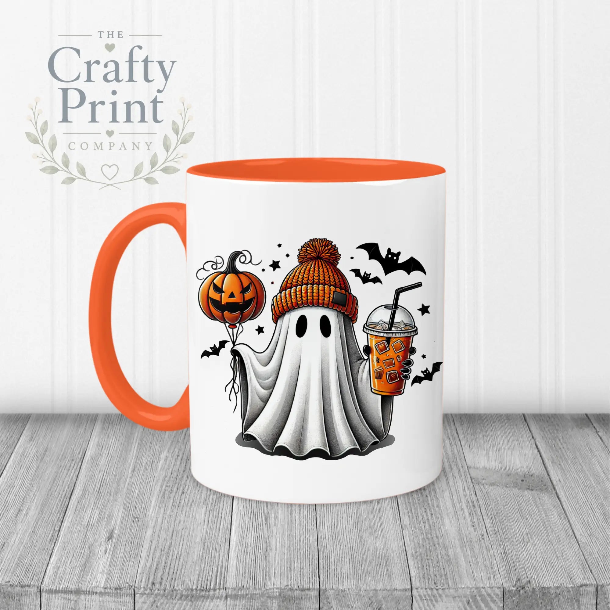 Ghost Pumpkin Halloween Mug - 11oz Ceramic / Orange Handle