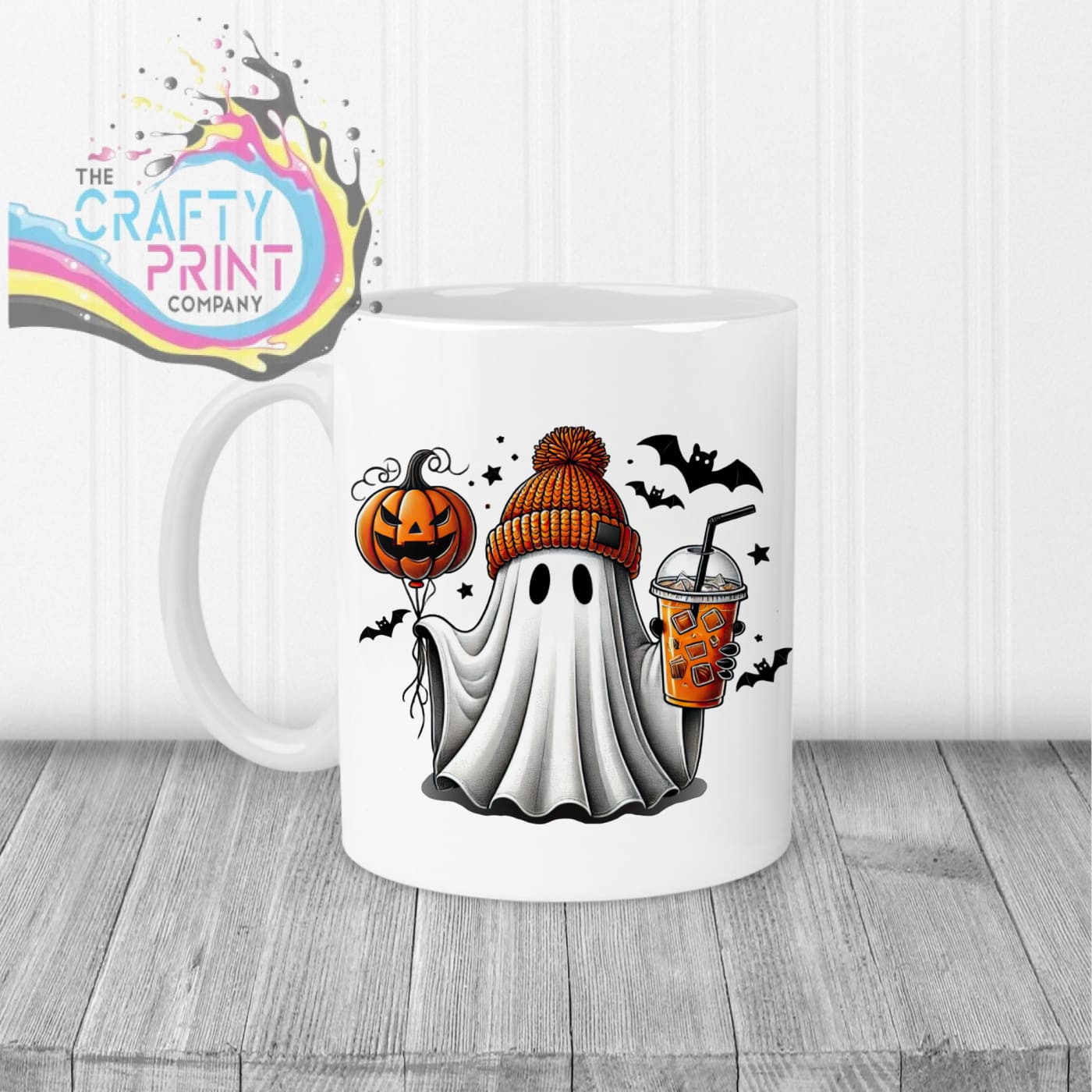 Ghost Pumpkin Halloween Mug - 11oz Ceramic / White Handle &