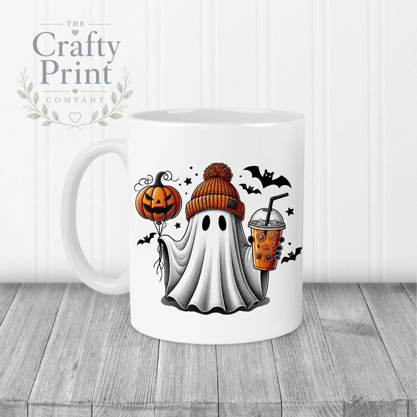 Ghost Pumpkin Halloween Mug - 11oz Ceramic / White Handle &