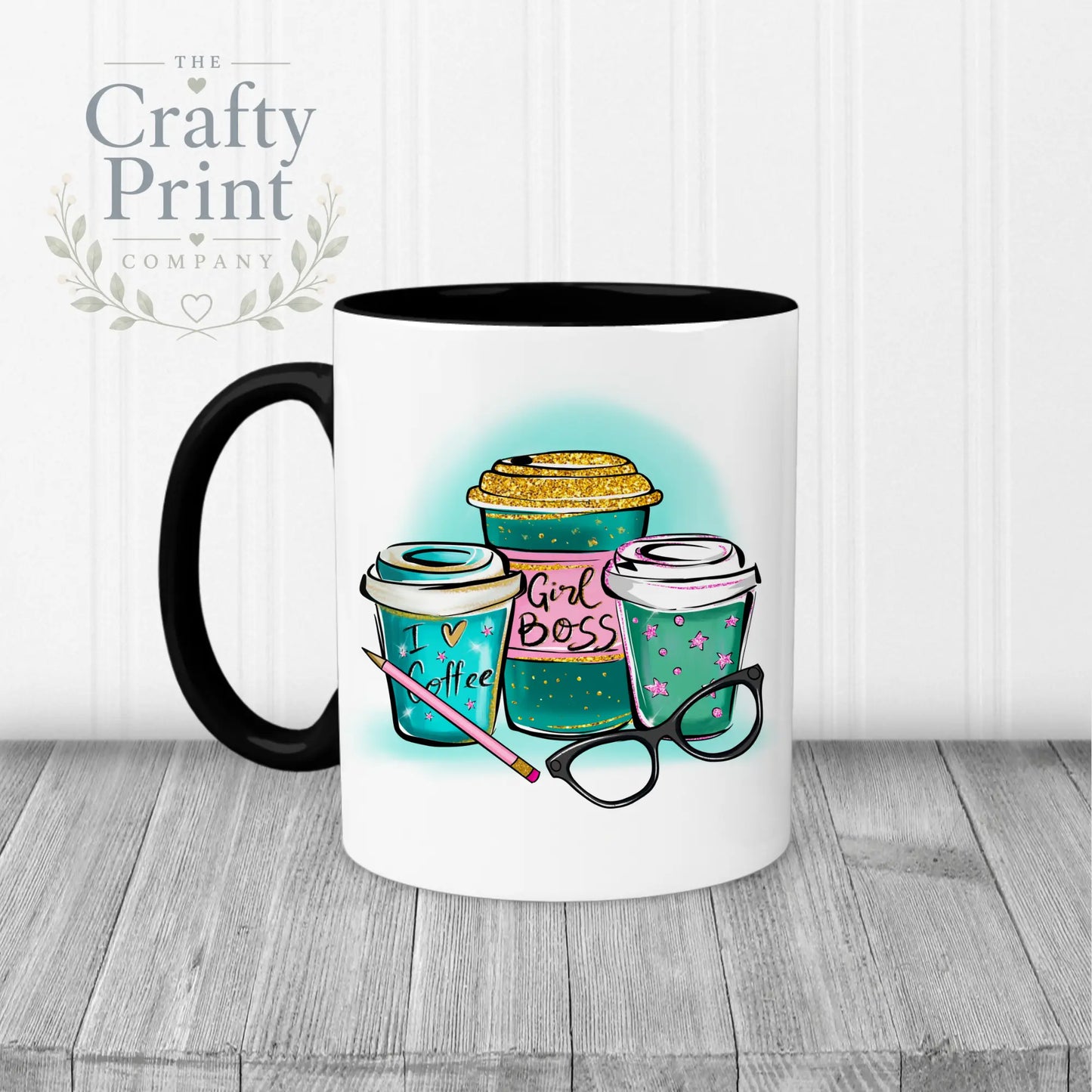 Girl Boss Mug - Black Handle & Inner - Mugs
