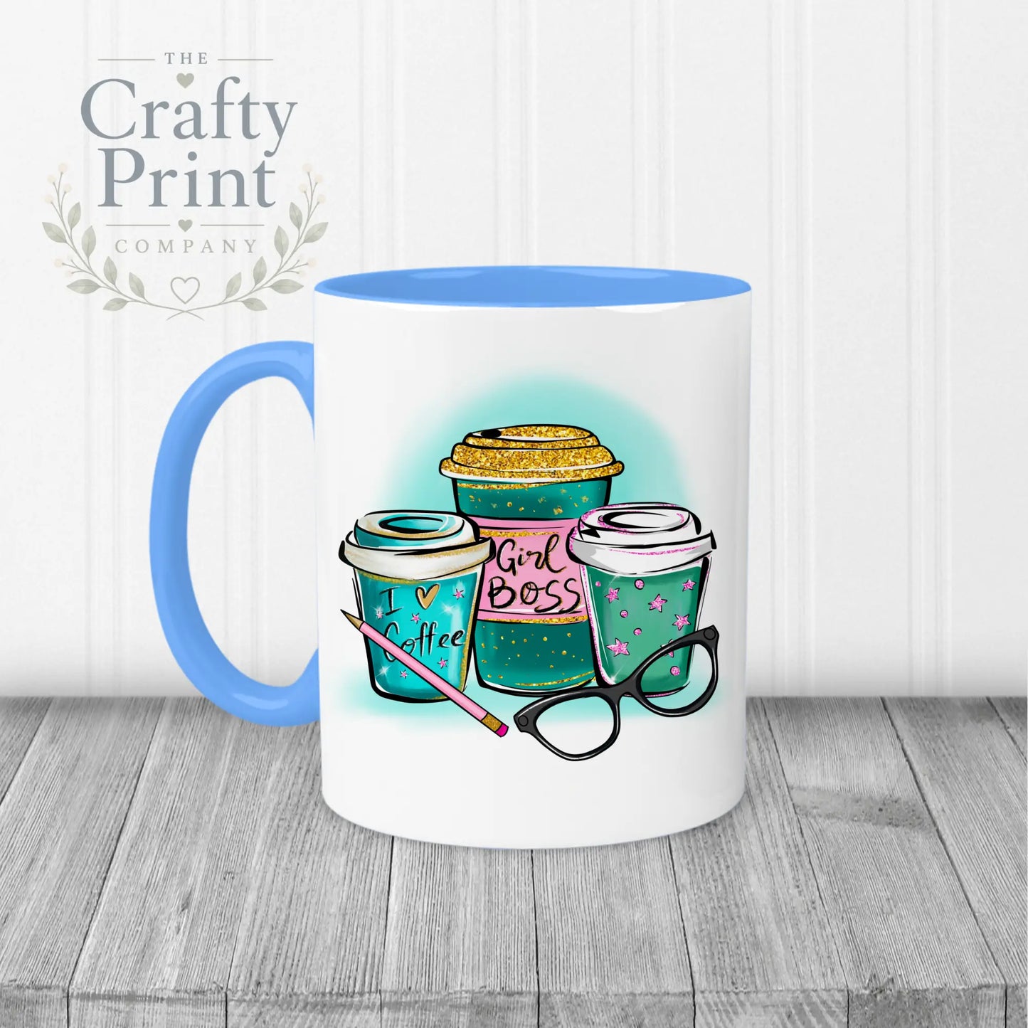 Girl Boss Mug - Blue Handle & Inner - Mugs