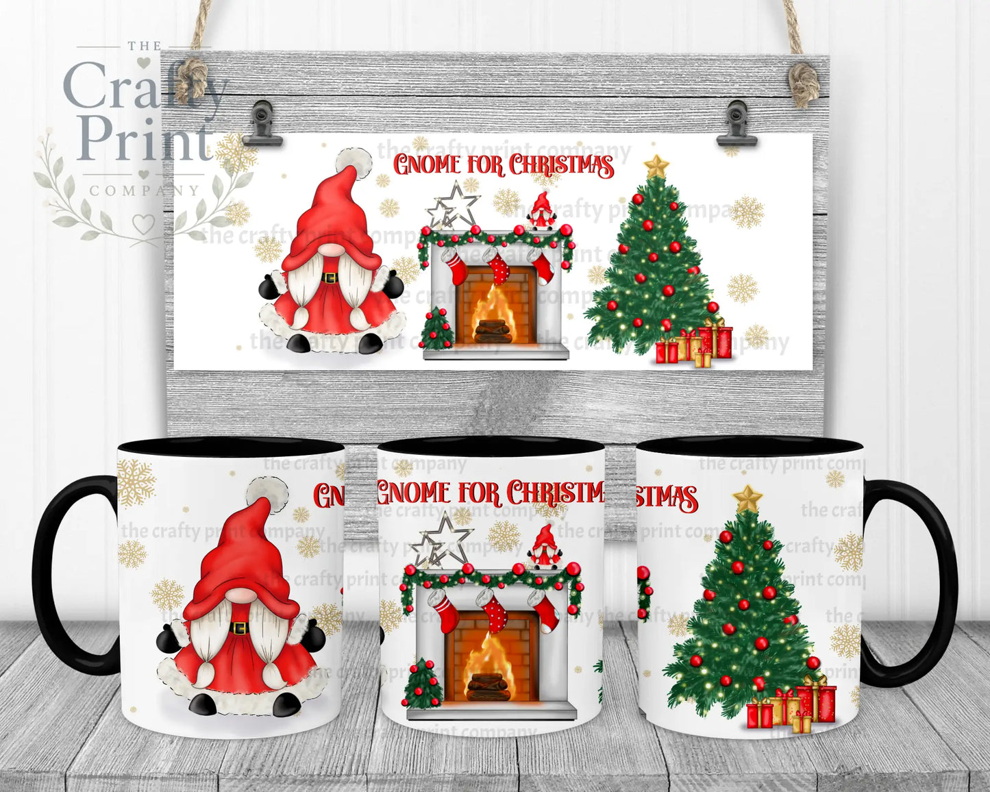 Gnome For Christmas Mug - Black Handle & Inner - Mugs