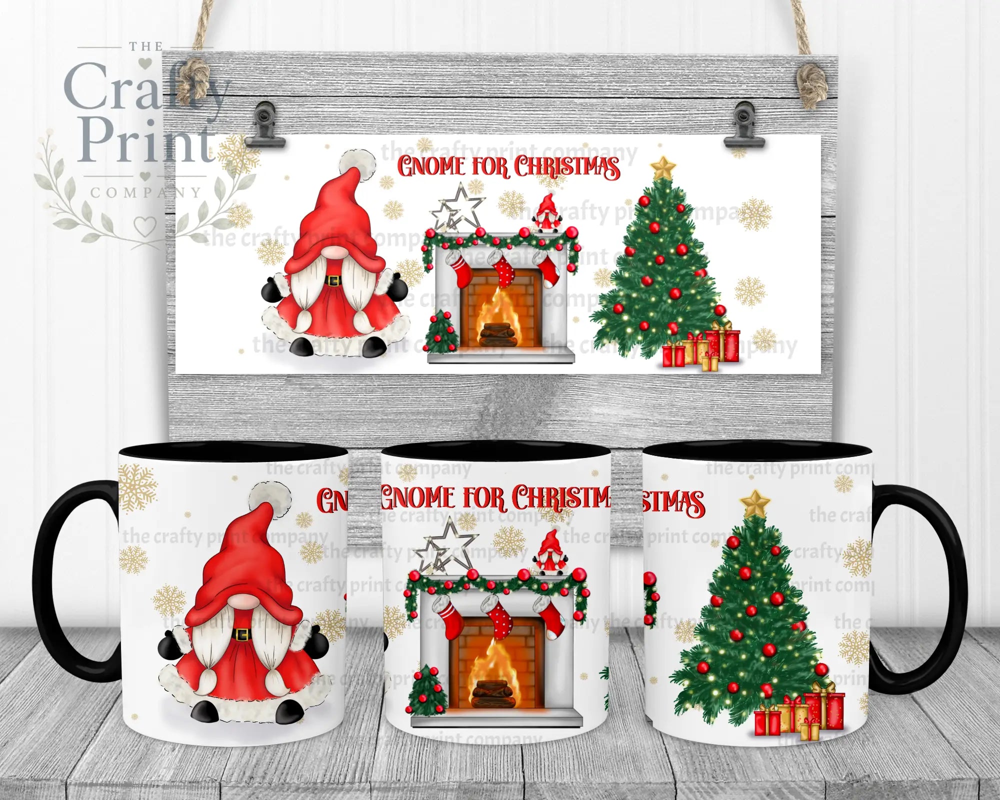 Gnome For Christmas Mug - Black Handle & Inner - Mugs