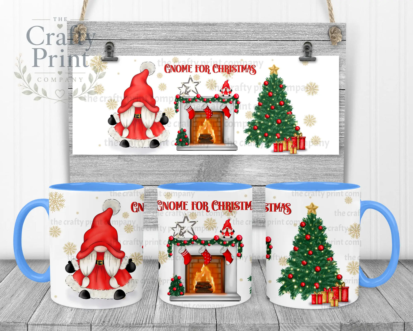 Gnome For Christmas Mug - Blue Handle & Inner - Mugs