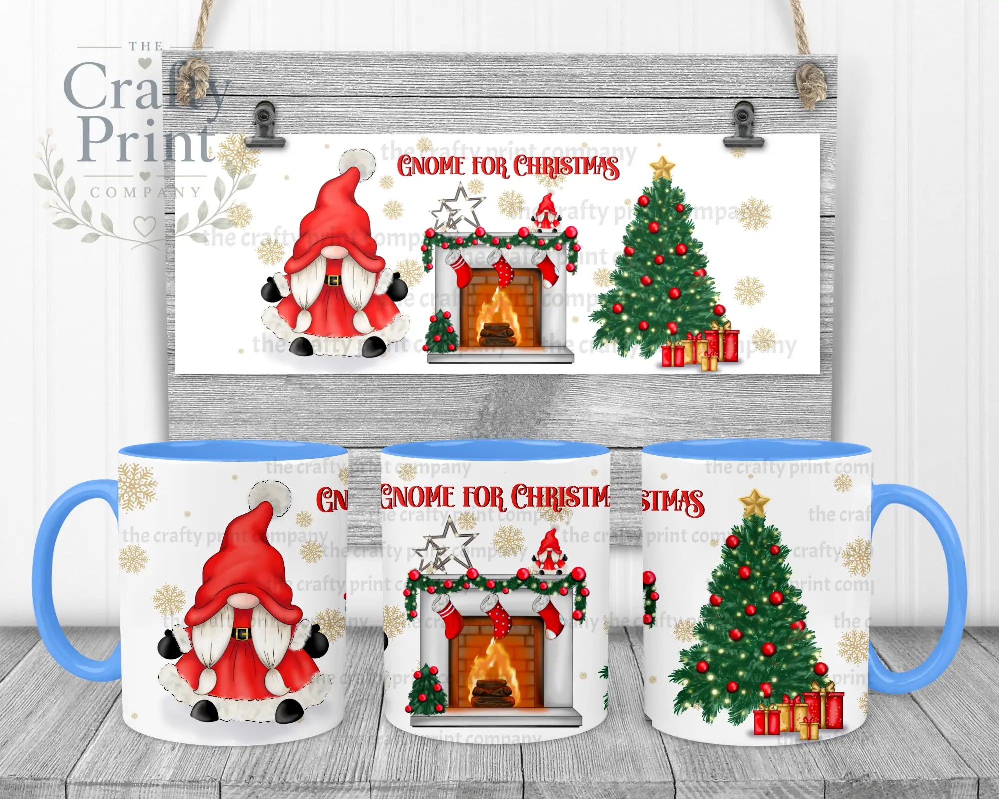 Gnome For Christmas Mug - Blue Handle & Inner - Mugs