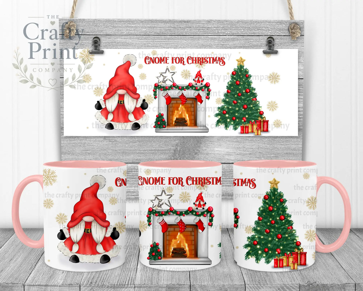 Gnome For Christmas Mug - Pink Handle & Inner - Mugs