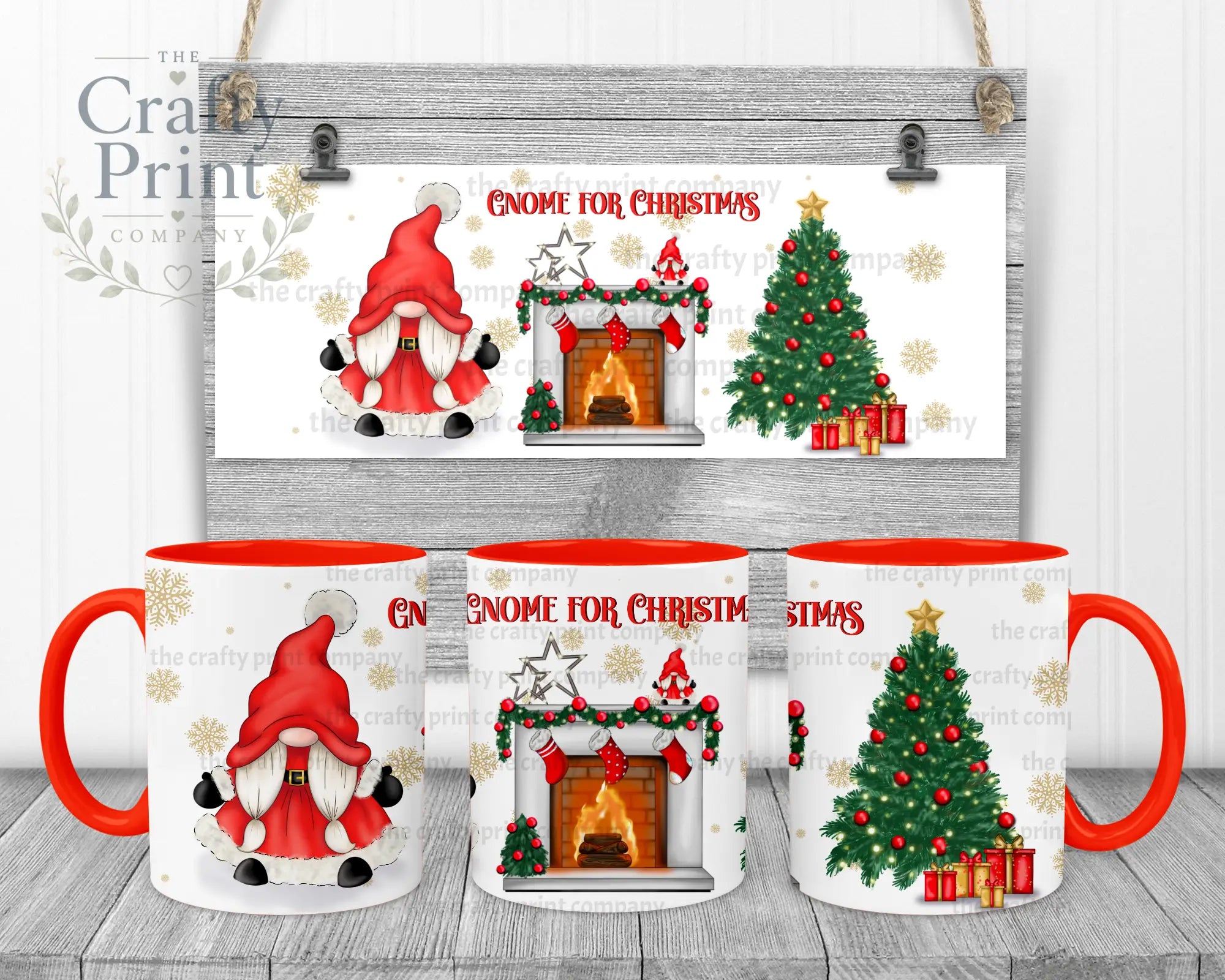 Gnome For Christmas Mug - Red Handle & Inner - Mugs