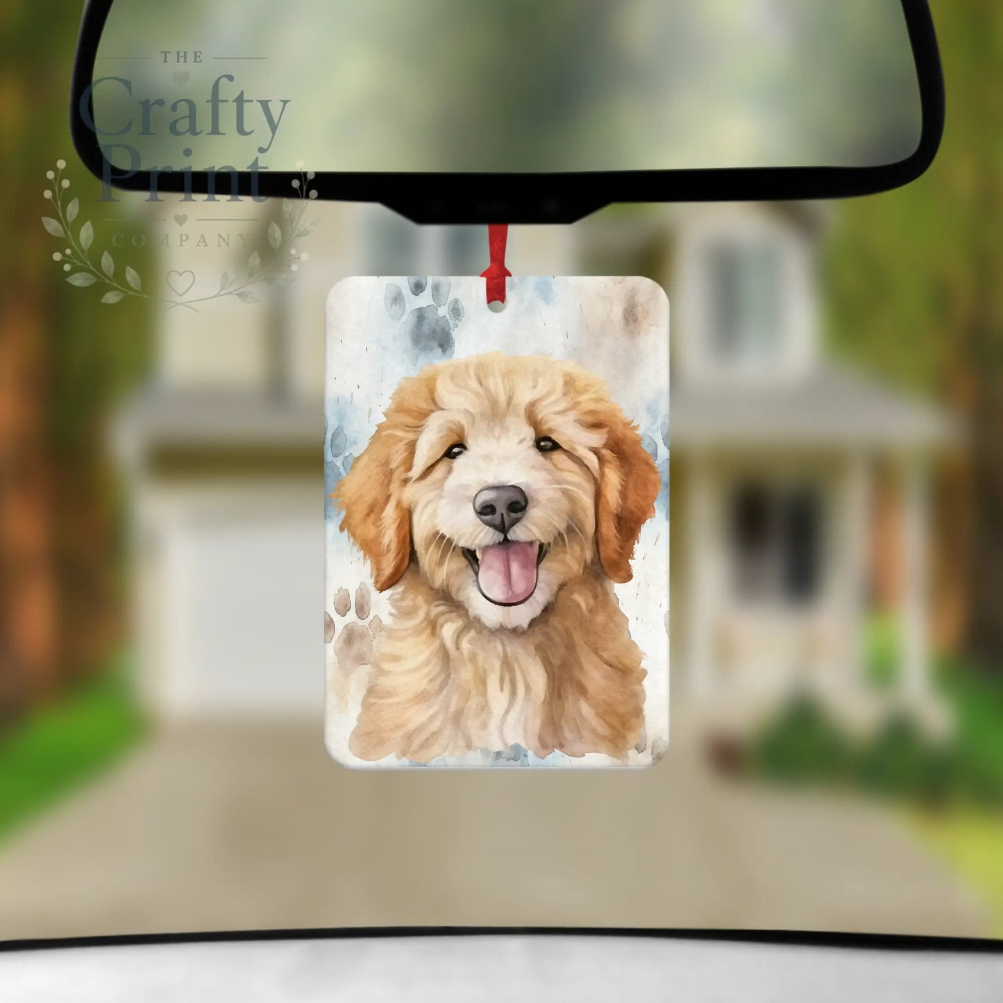 Golden Doodle Paw Print Car Air Freshener - Vehicle