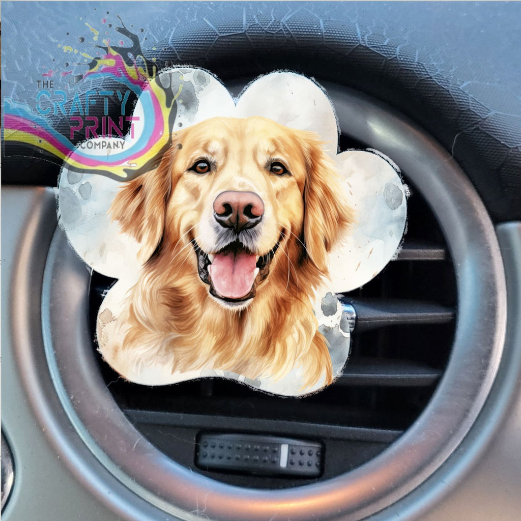 Golden Retriever Acrylic Paw Print Car Vent Clip on Air