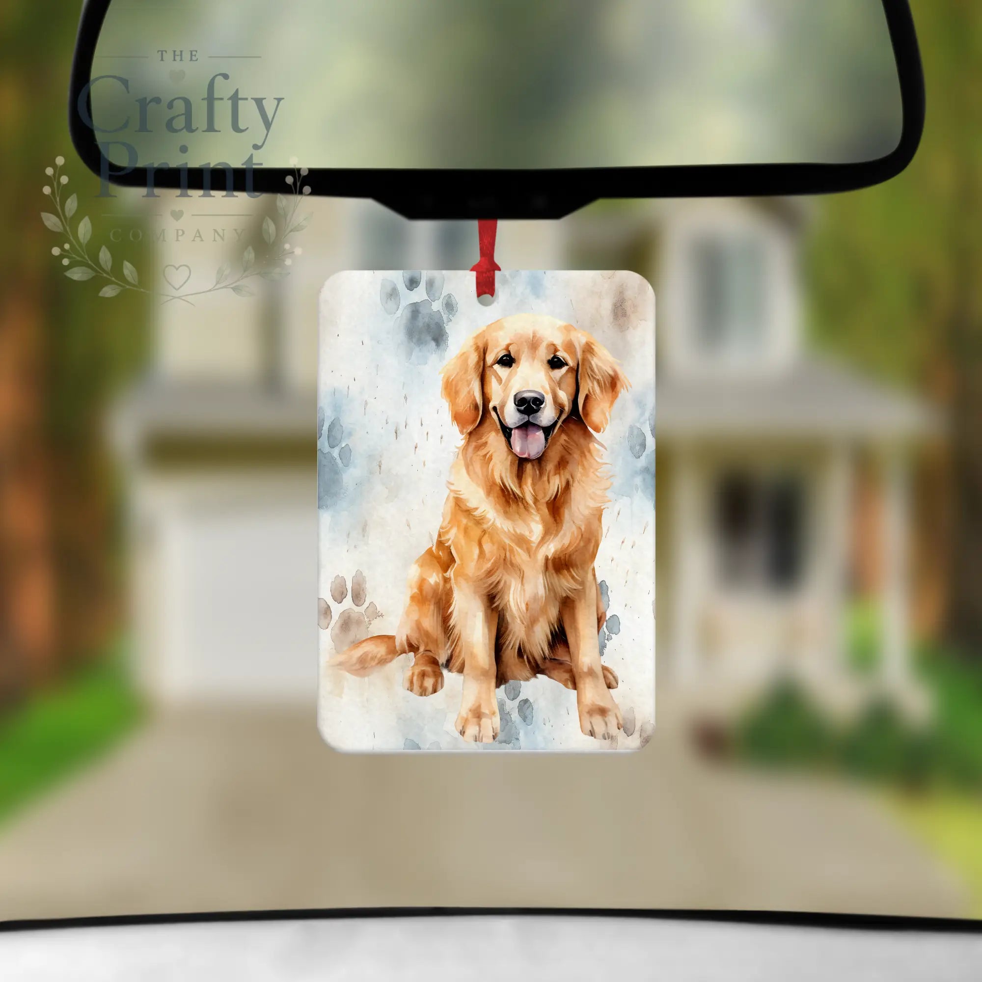 Golden Retriever Paw Print Car Air Freshener - Vehicle