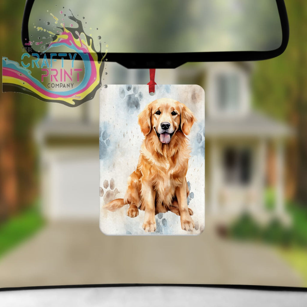 Golden Retriever Paw Print Car Air Freshener - Vehicle