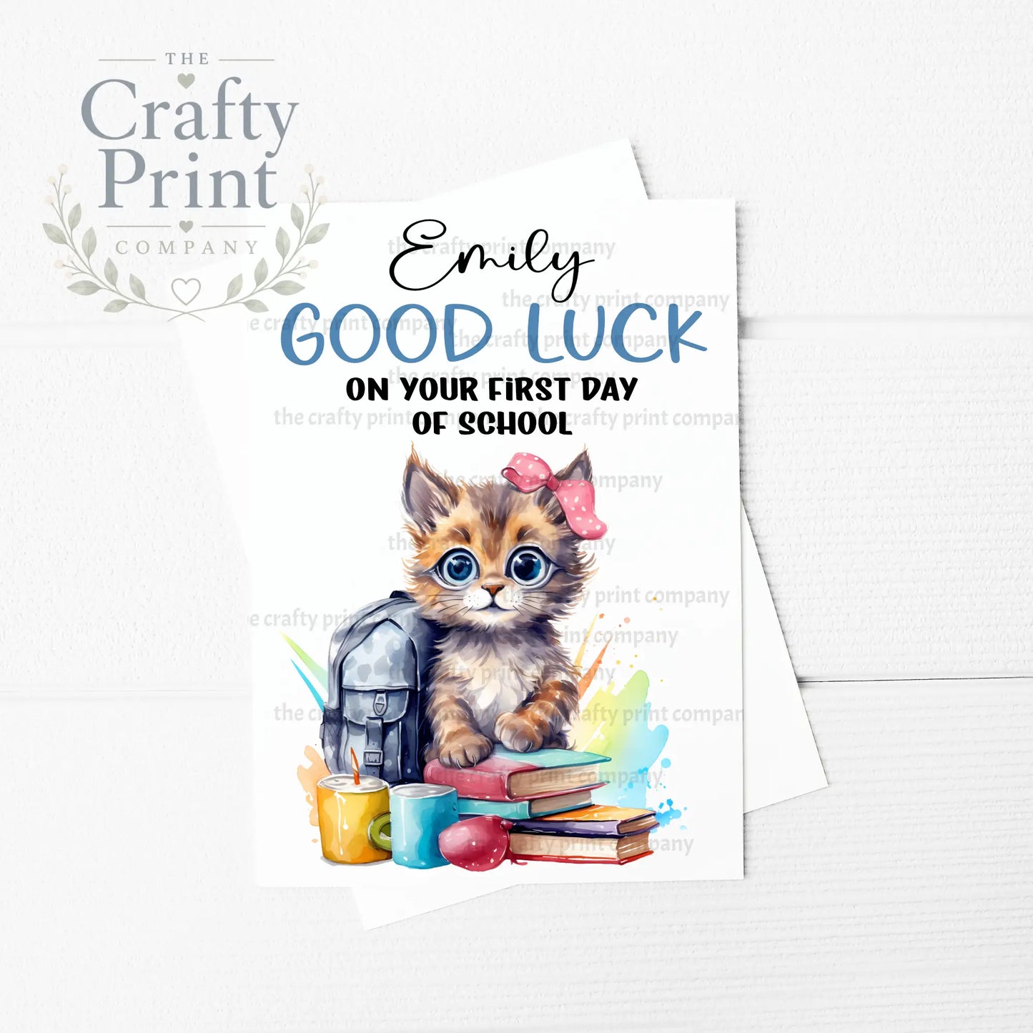 Good Luck on your First Day of School Cat A5 Card