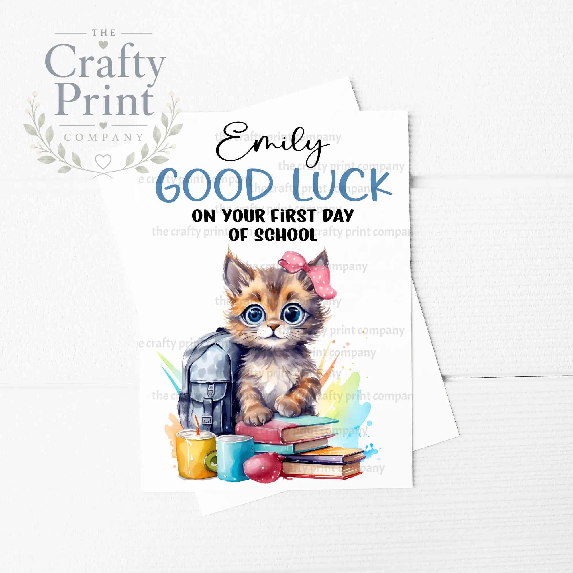 Good Luck on your First Day of School Cat A5 Card