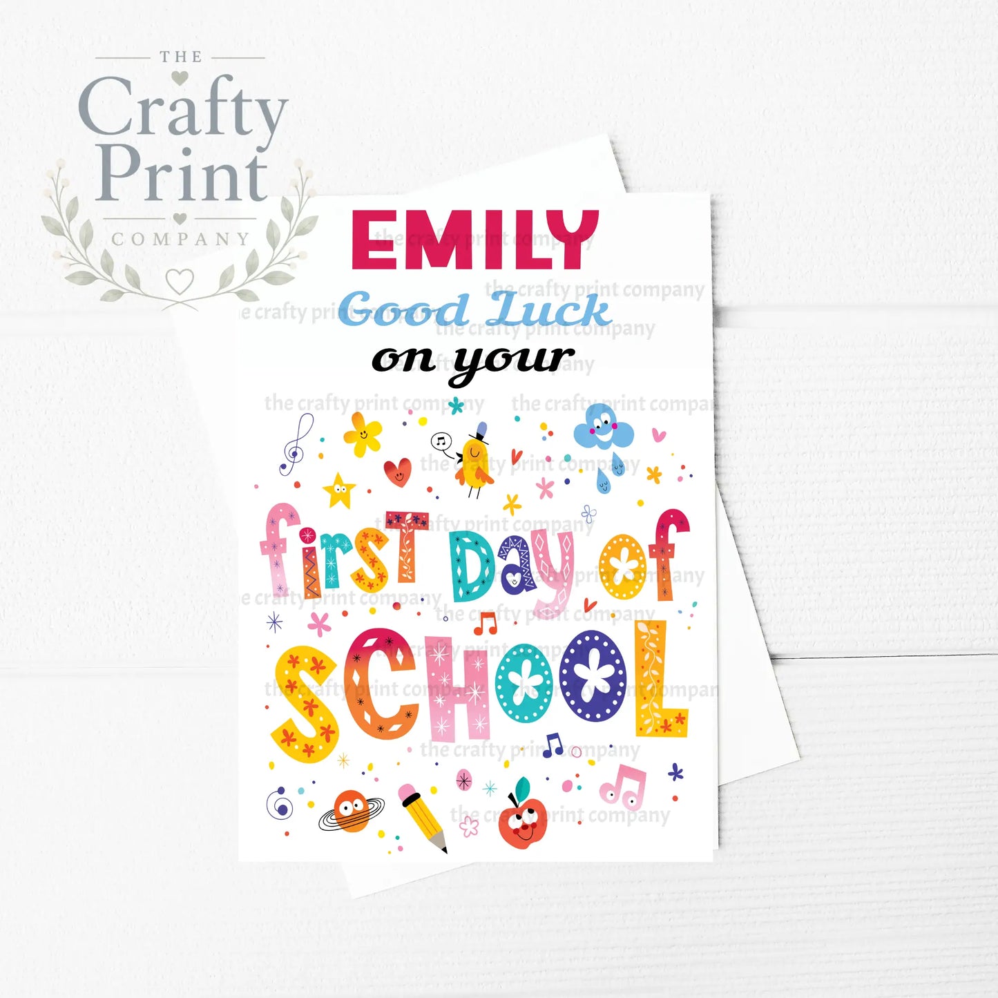 Good Luck on your First Day of School Music Apple A5 Card