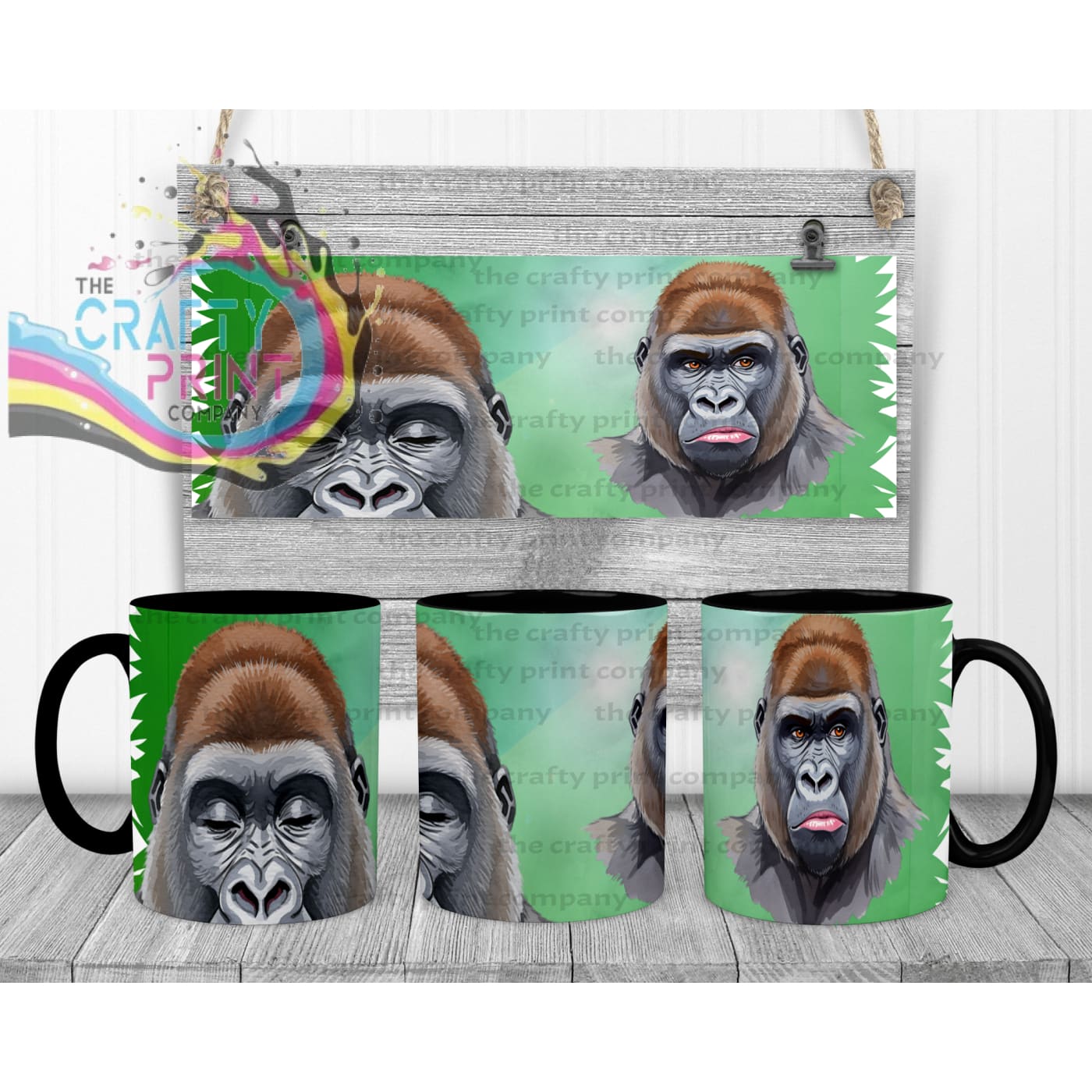 Gorilla Mug with Hidden Mouth Design - Black Handle & Inner