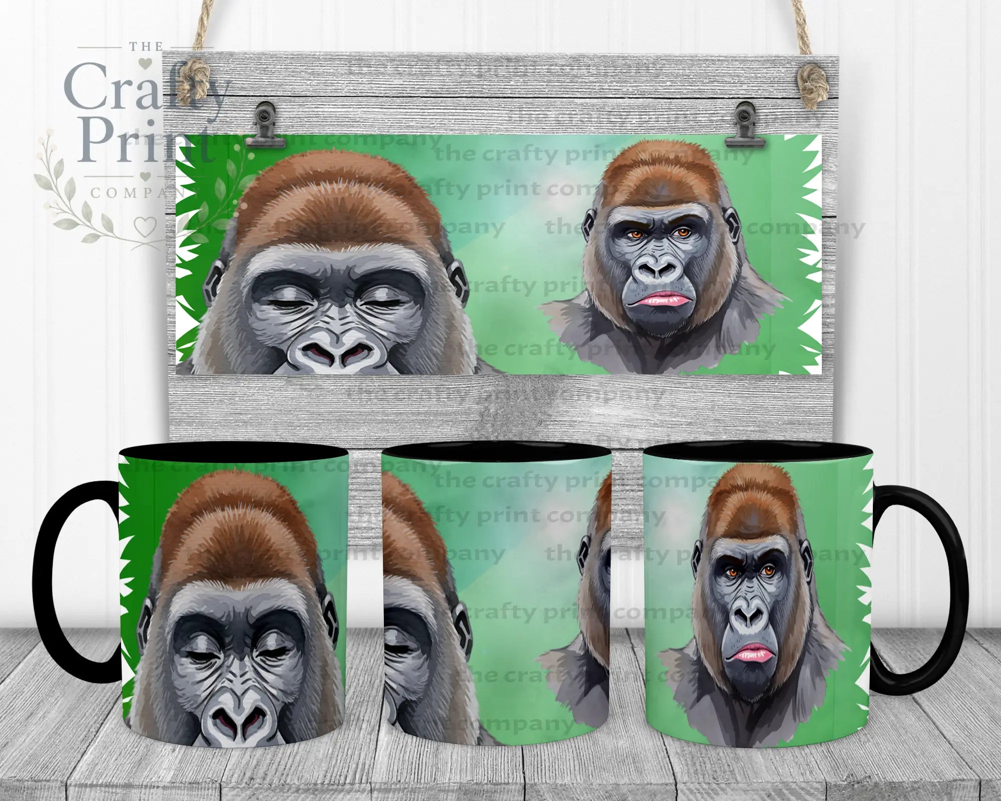 Gorilla Mug with Hidden Mouth Design - Black Handle & Inner