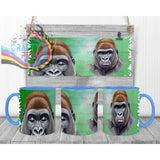 Gorilla Mug with Hidden Mouth Design - Blue Handle & Inner