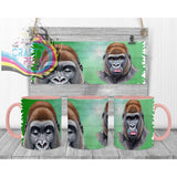 Gorilla Mug with Hidden Mouth Design - Pink Handle & Inner