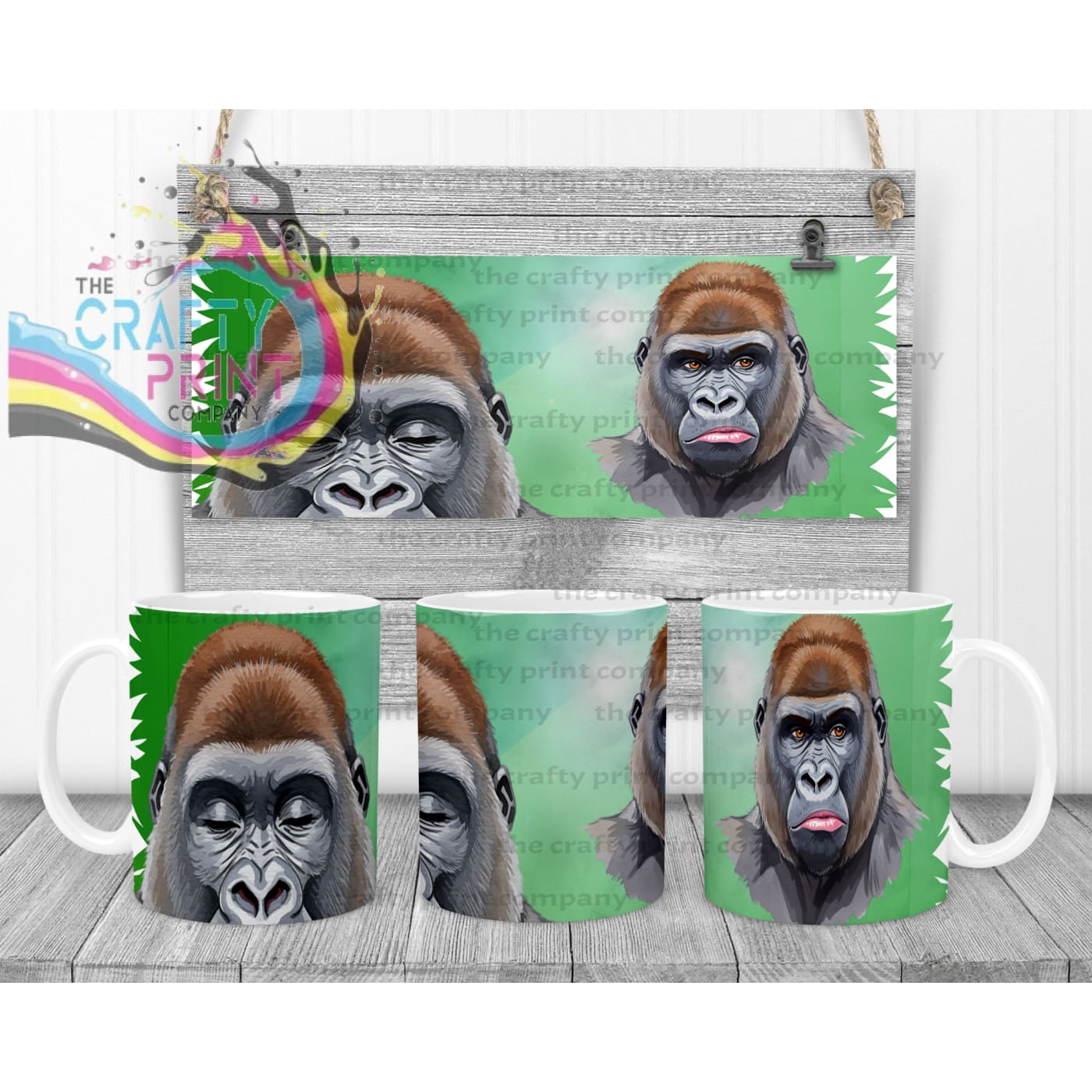Gorilla Mug with Hidden Mouth Design - White Handle & Inner