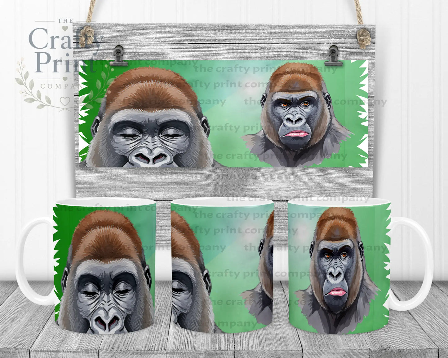 Gorilla Mug with Hidden Mouth Design - White Handle & Inner