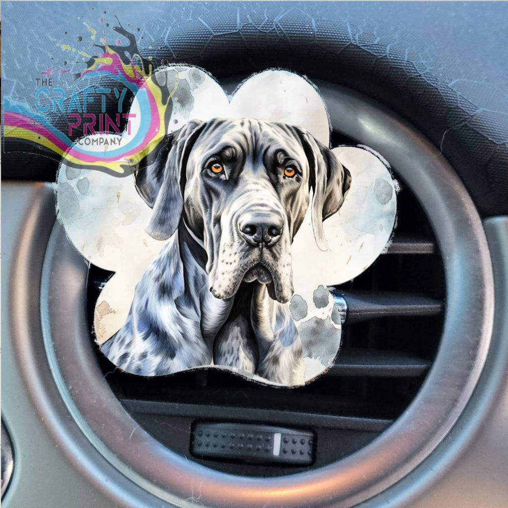 Great Dane Acrylic Paw Print Car Vent Clip on Air Freshener