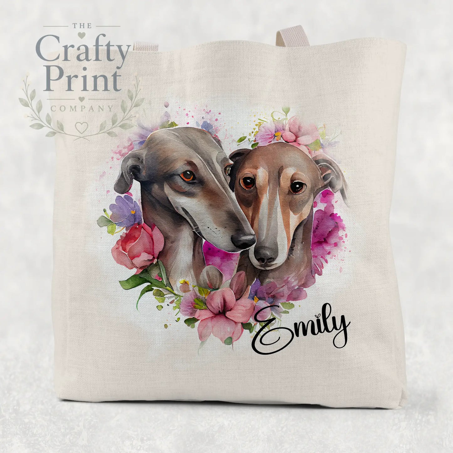 Greyhounds Floral Cotton Tote Bag - Shopping Totes